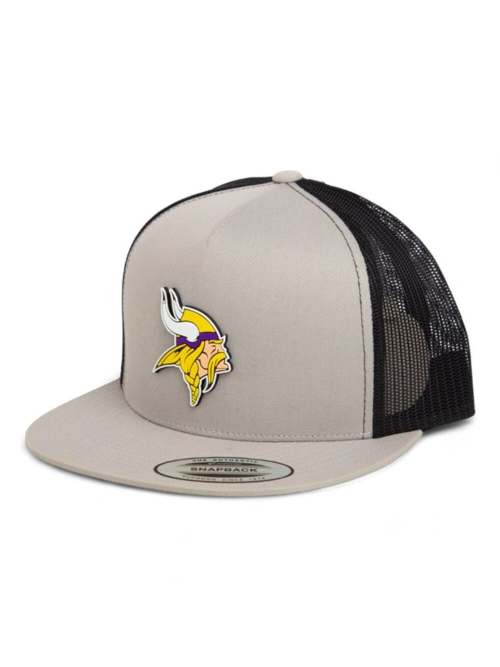 Minnesota Vikings 3D YP Snapback Flat Bill Trucker Hat- Silver/ Black